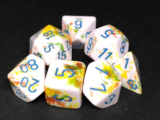 Chessex Brush Breezy w/blue polydice set