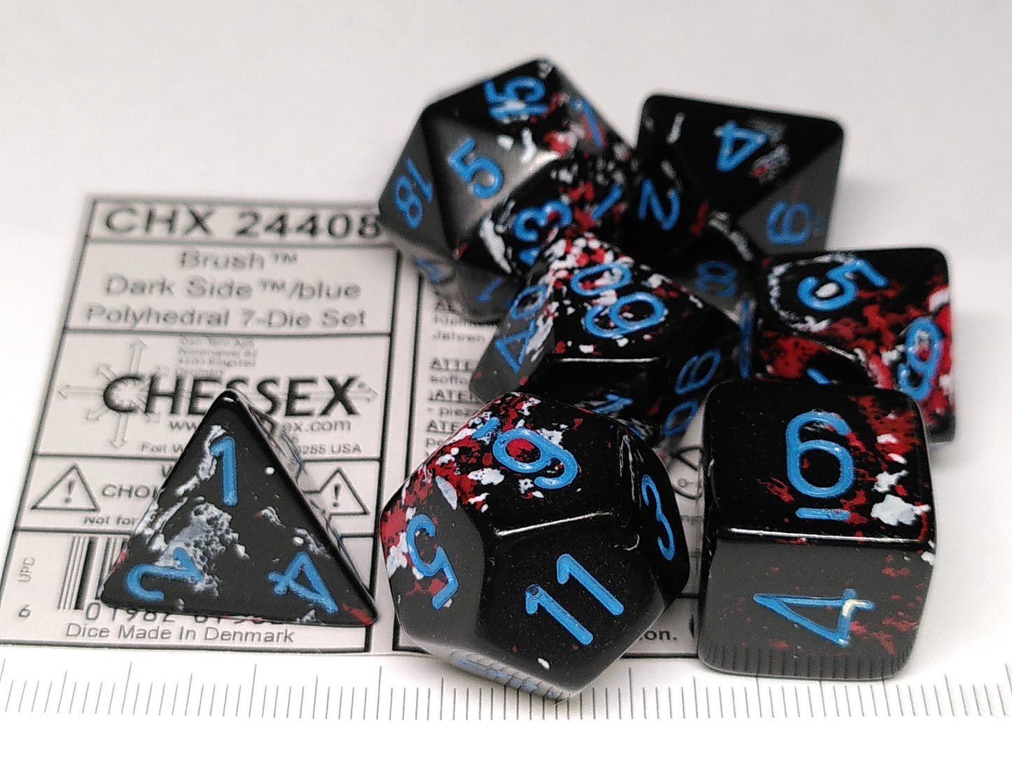 Chessex Brush Dark Side w/blue polydice set