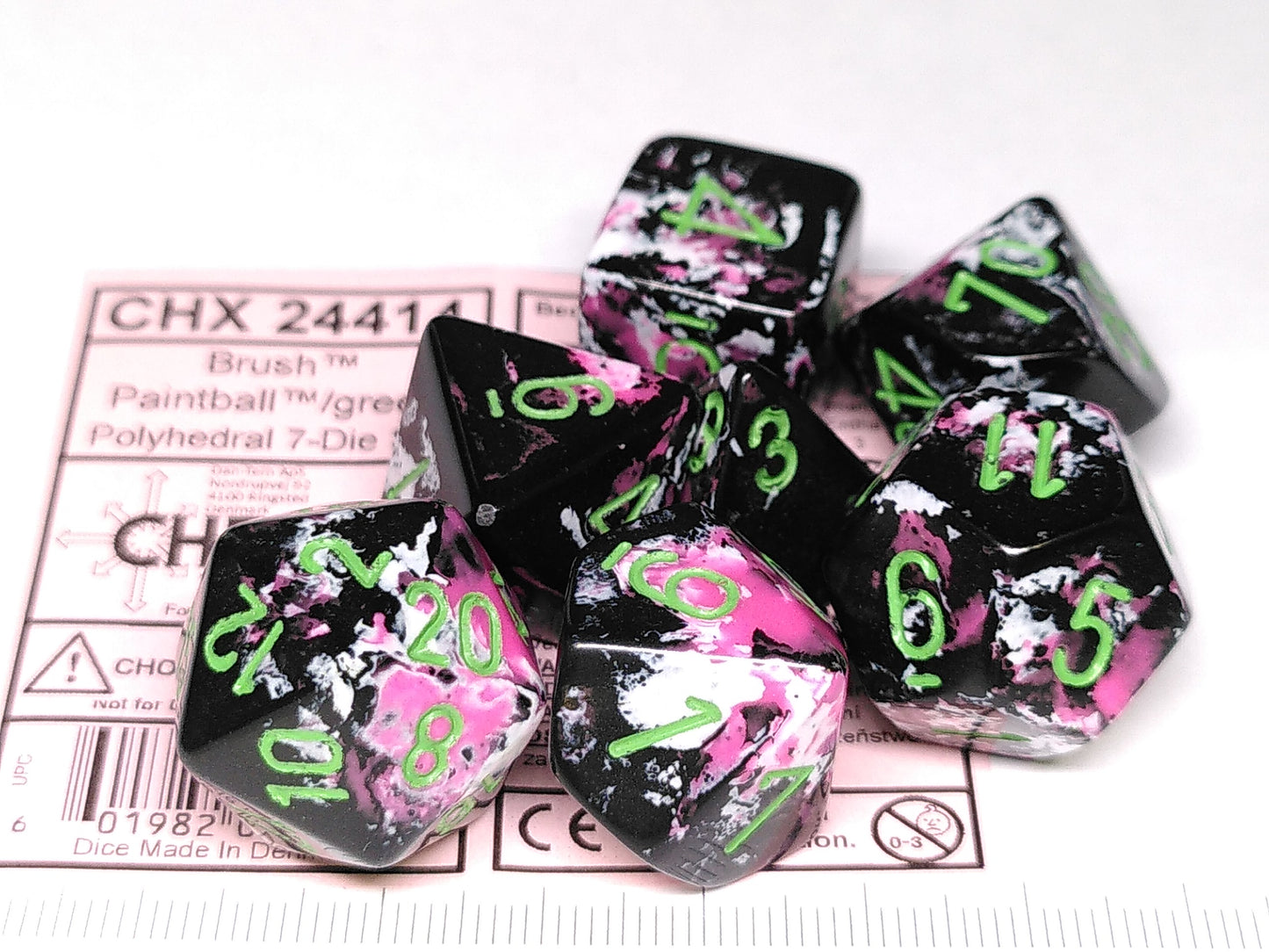 Chessex Brush Paintball w/green polydice set