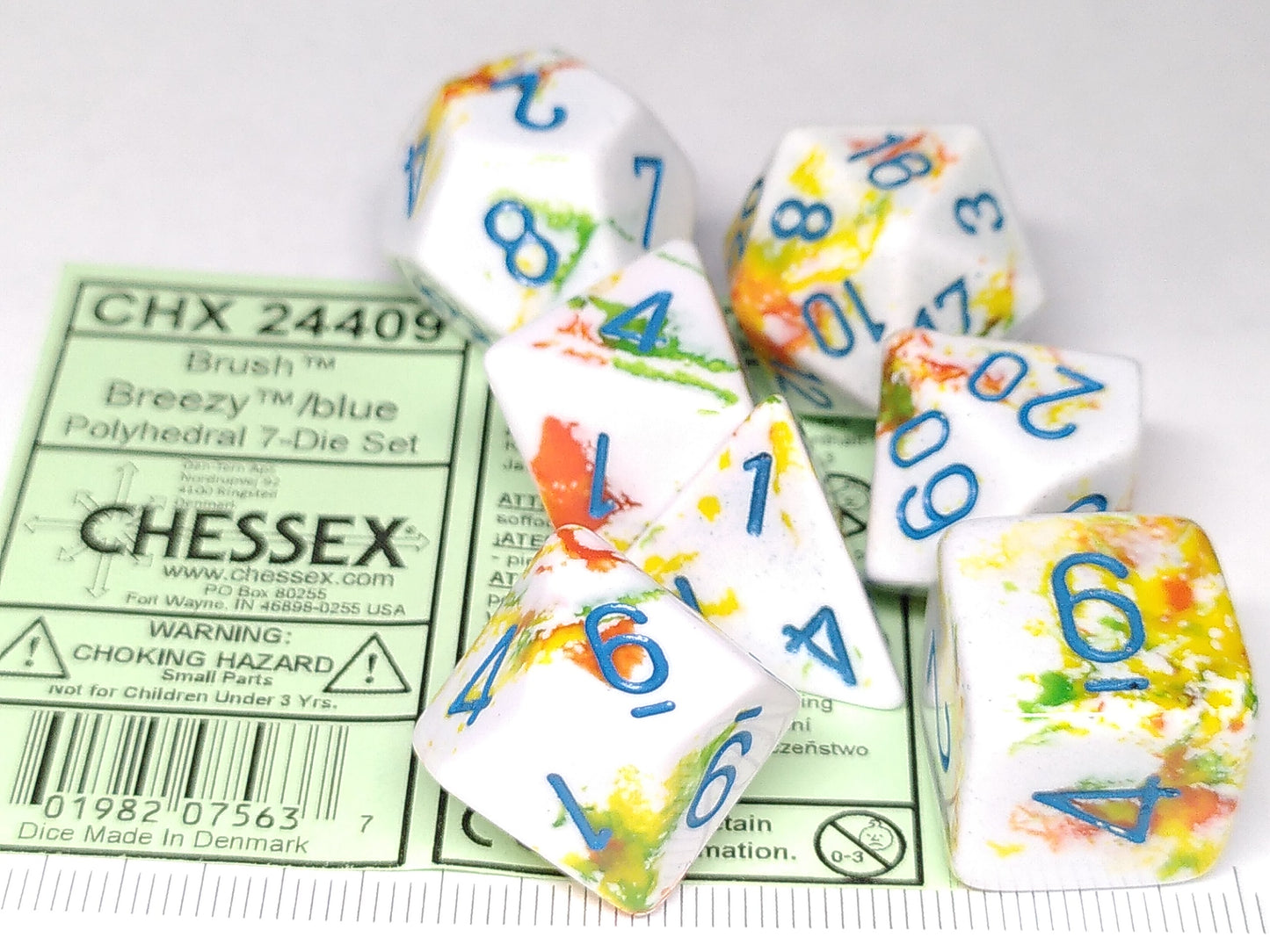 Chessex Brush Breezy w/blue polydice set