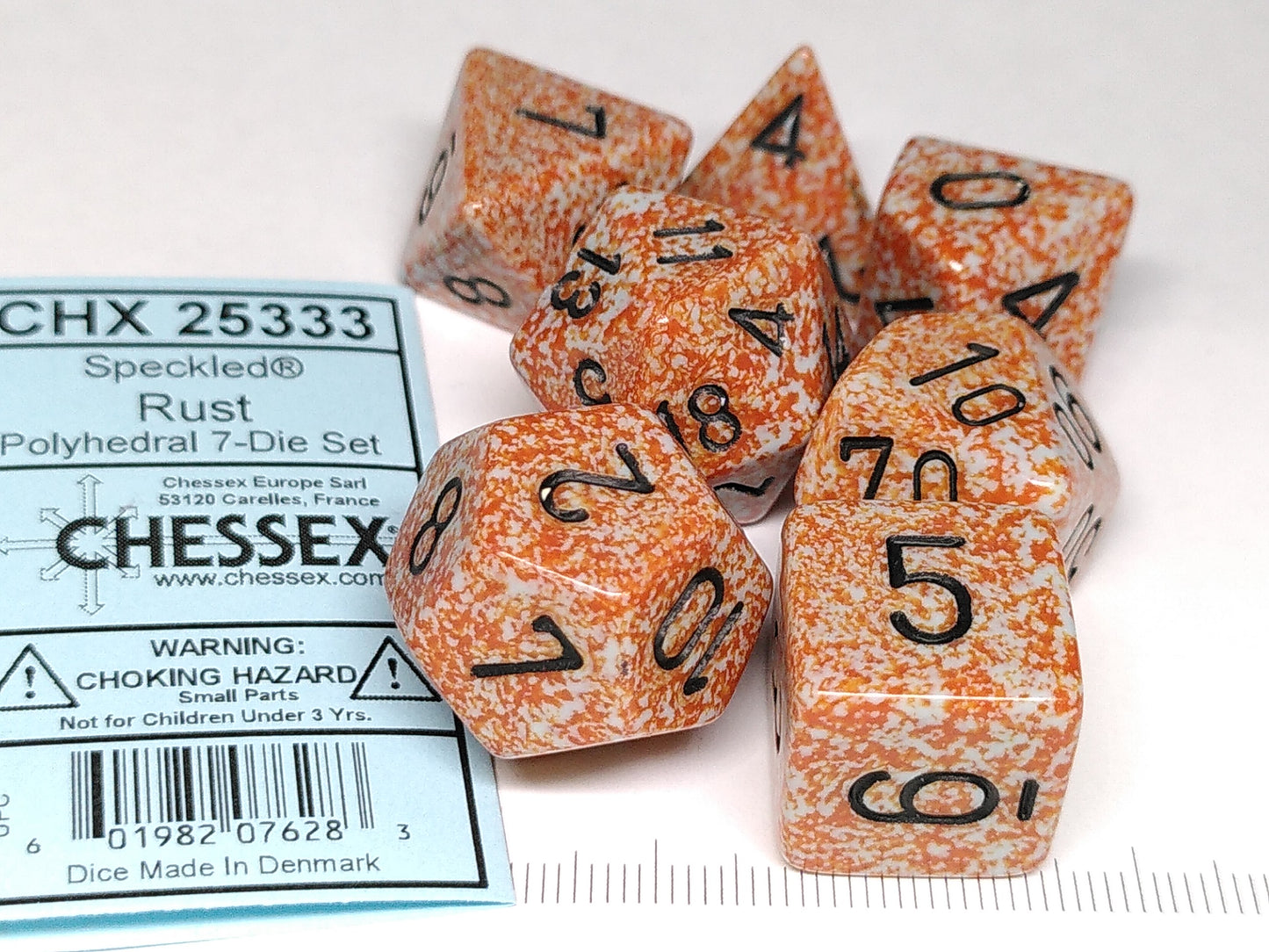 Set 7 polydice, Speckled Rust