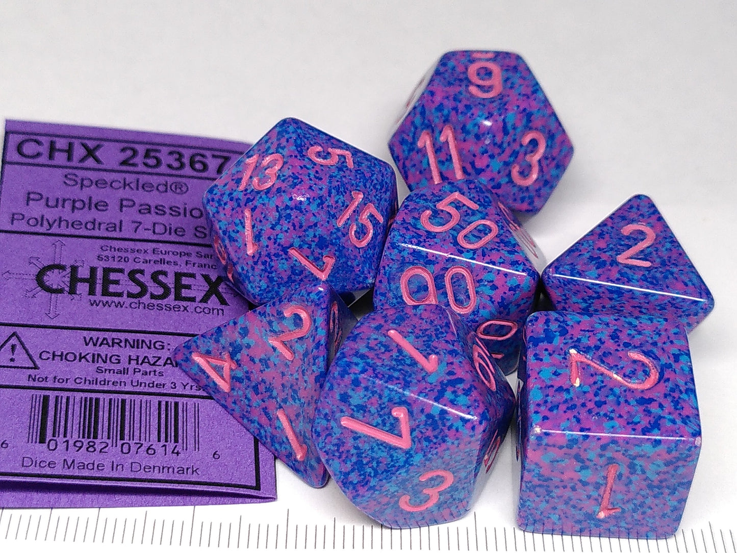 Set 7 polydice, Speckled Purple Passion