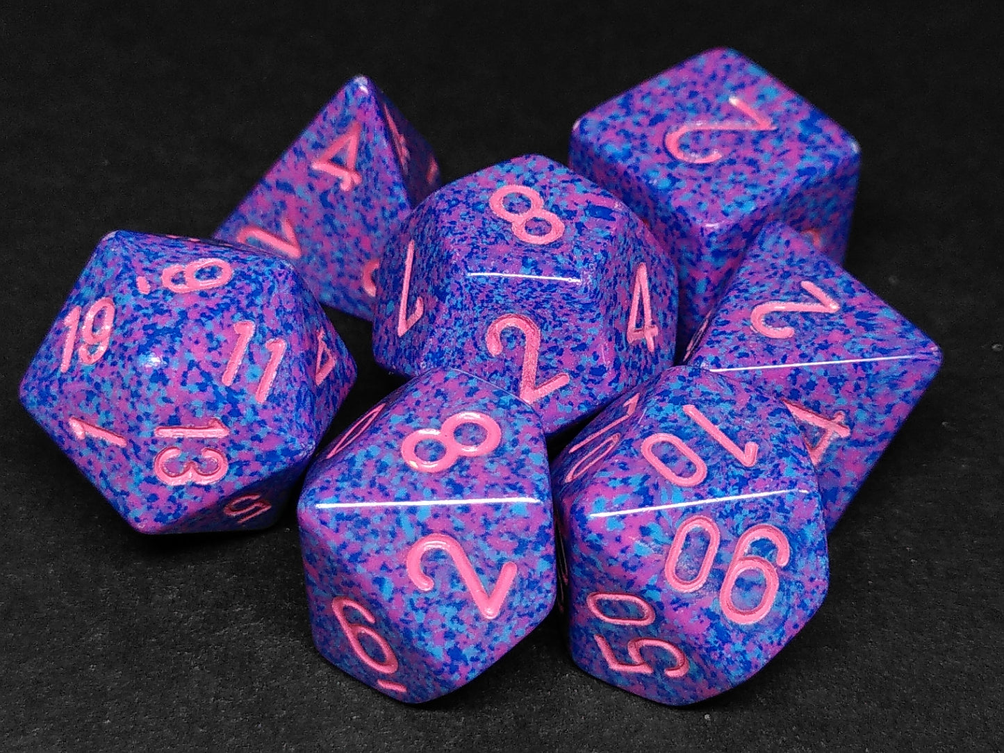 Set 7 polydice, Speckled Purple Passion