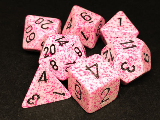 Set 7 polydice, Speckled Pink