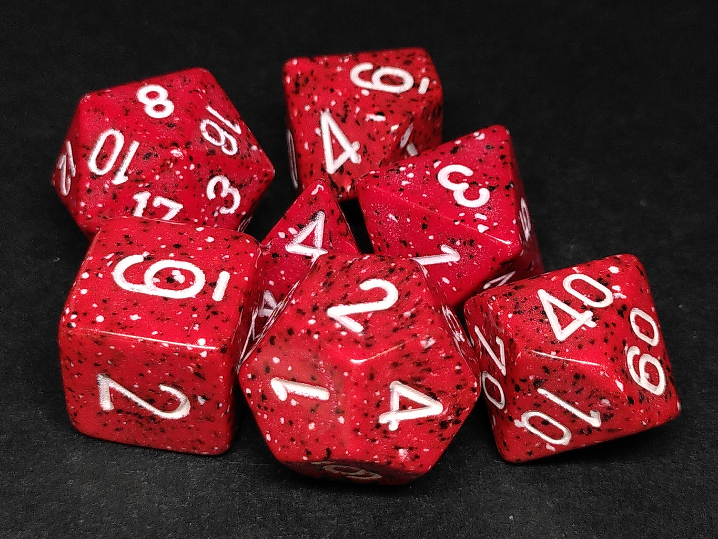 Set 7 polydice, Speckled Lava Stone