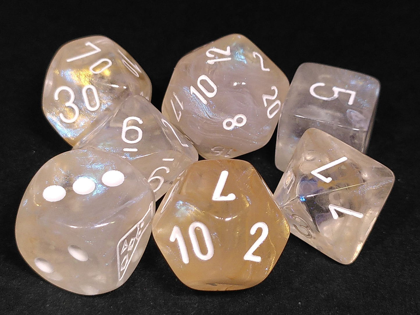 Lab polydice set - Borealis Champagne w/white