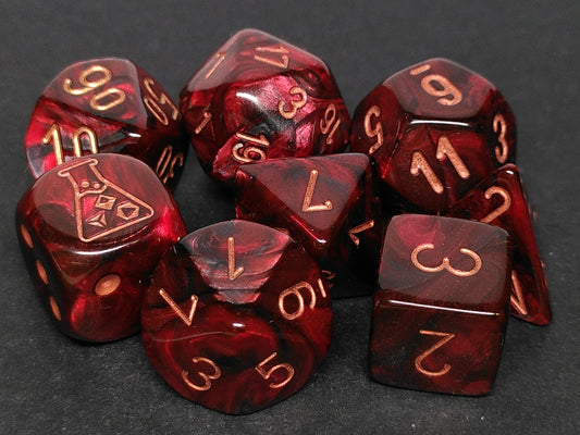 Lab polydice set - Lustrous Gothic w/copper
