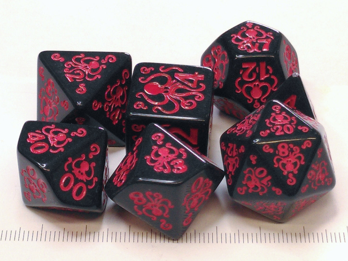 Octopus polydice set - Black with red