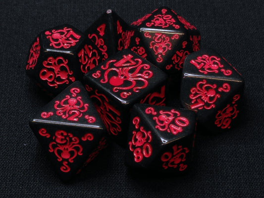 Octopus polydice set - Black with red