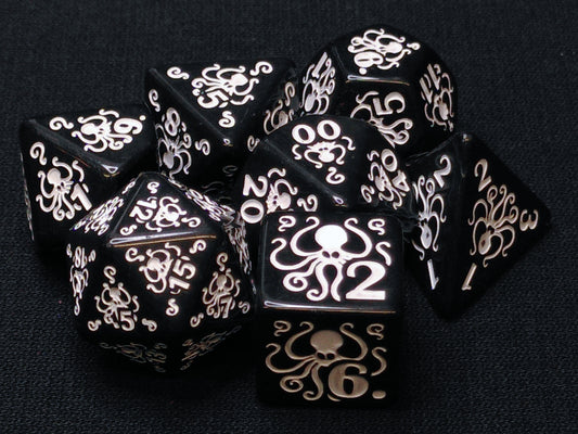 Octopus polydice set - Black with white