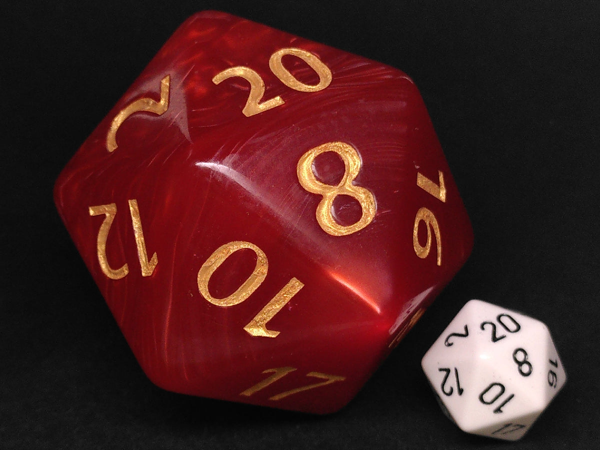 55mm d20, Pearl red with gold