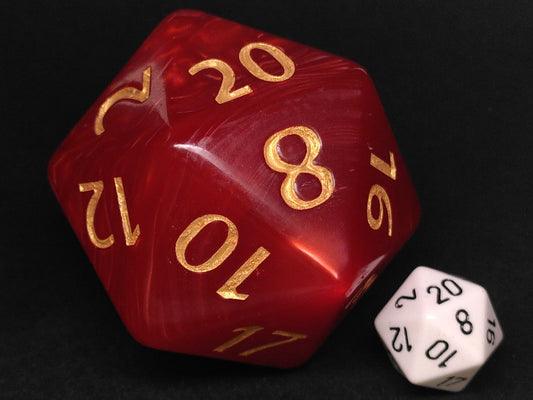 55mm d20, Pearl red with gold