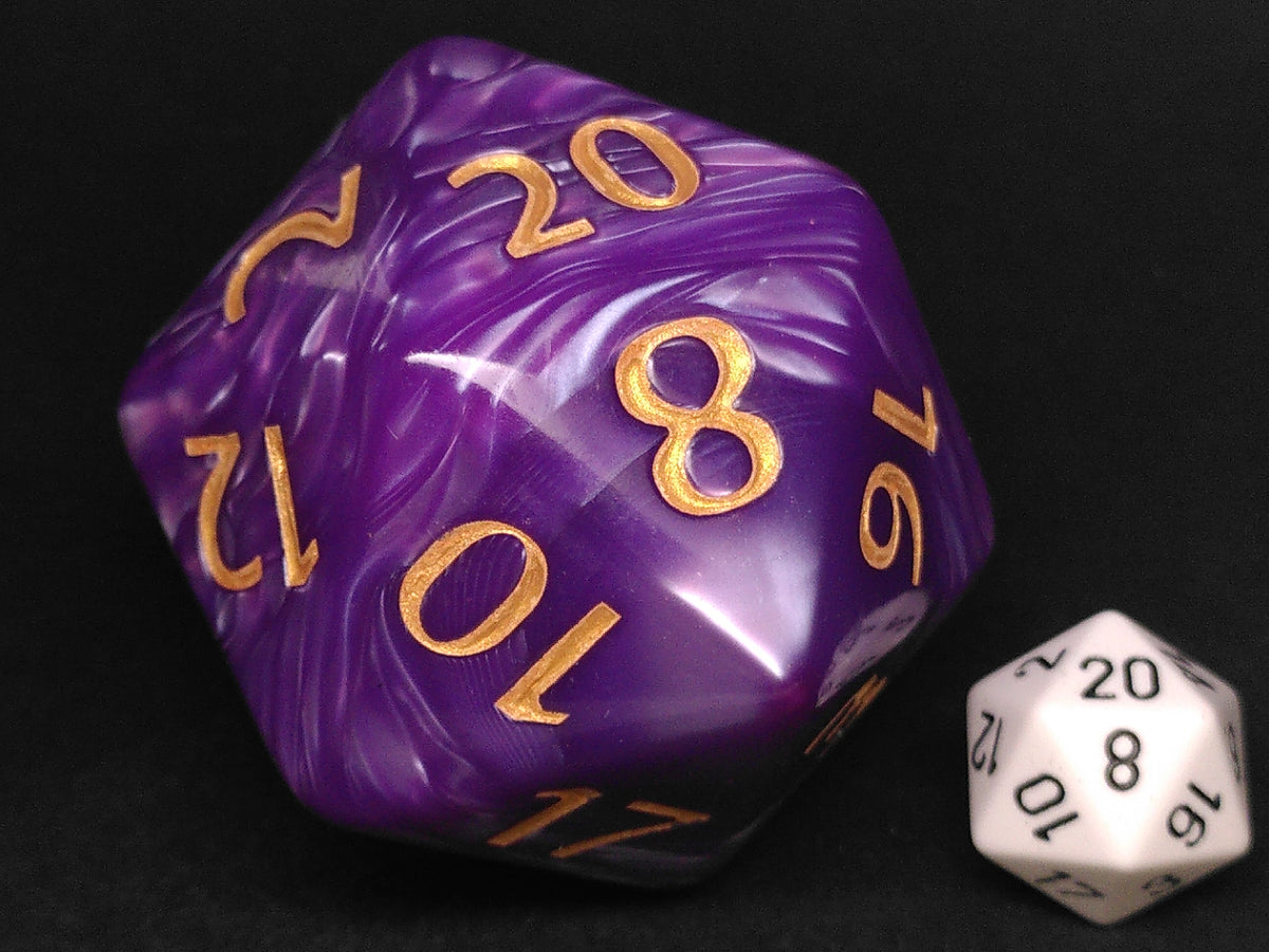 55mm d20, Pearl purple with gold