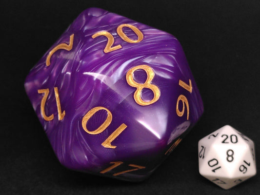 55mm d20, Pearl purple with gold