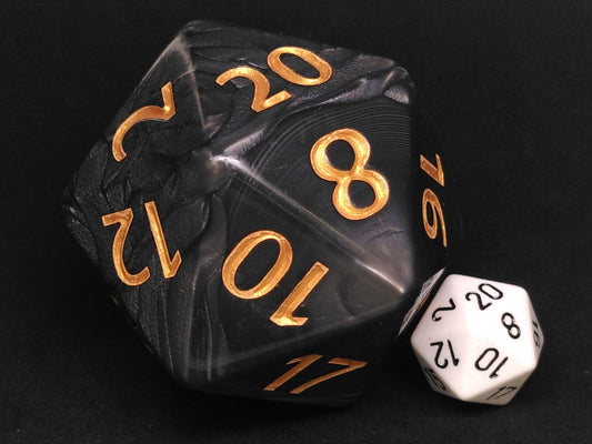 55mm d20, Pearl black with gold