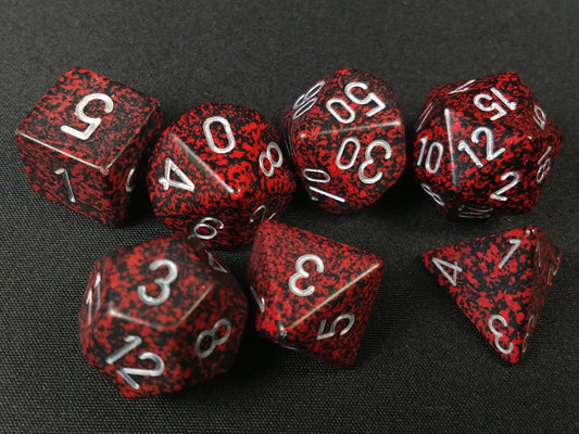 Set 7 polydice, Speckled Silver Volcano