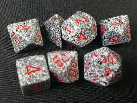 Set 7 polydice, Speckled Granite