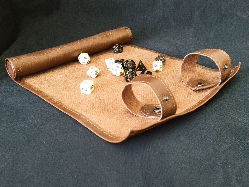 Roll Up Case Brown - travel sized dice carrier and roll mat