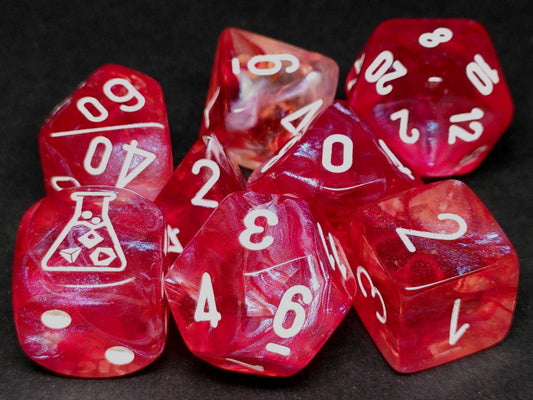 Lab polydice set, Borealis Luminary Passion w/white