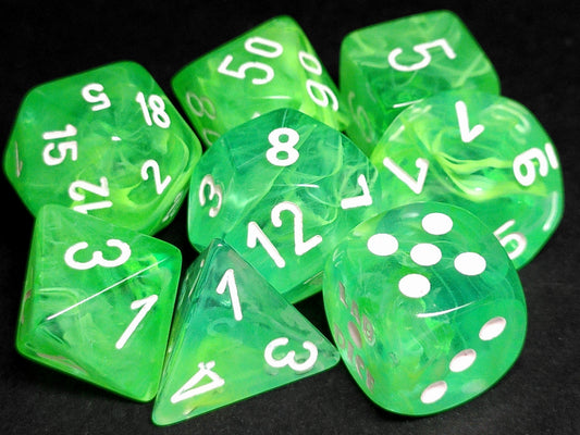 Lab polydice set, Nebula Gelatinous w/white