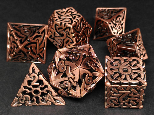 Copper Celtic Knot - hollow metal polydice set