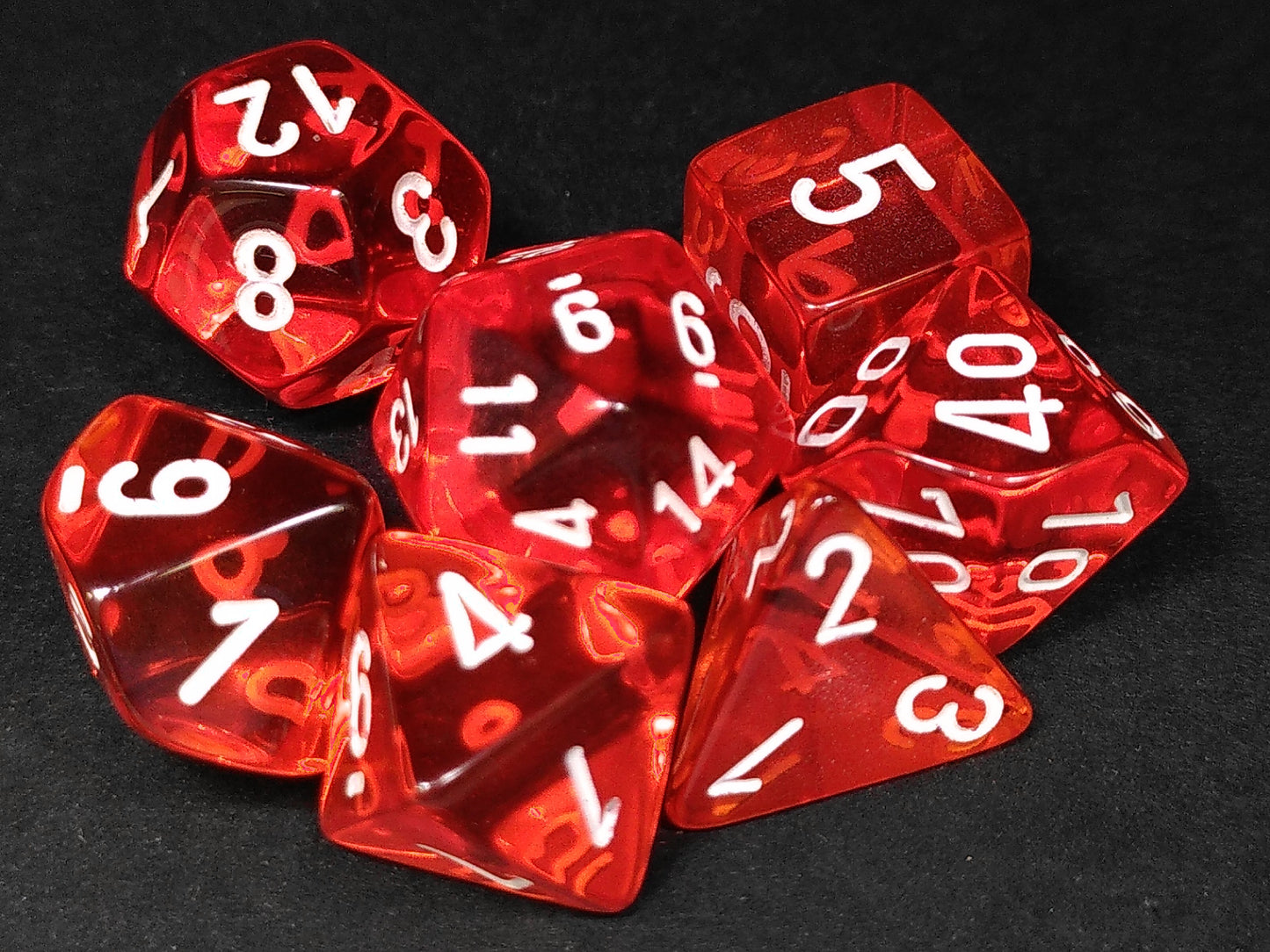 Chessex Translucent Orange w/white polydice set