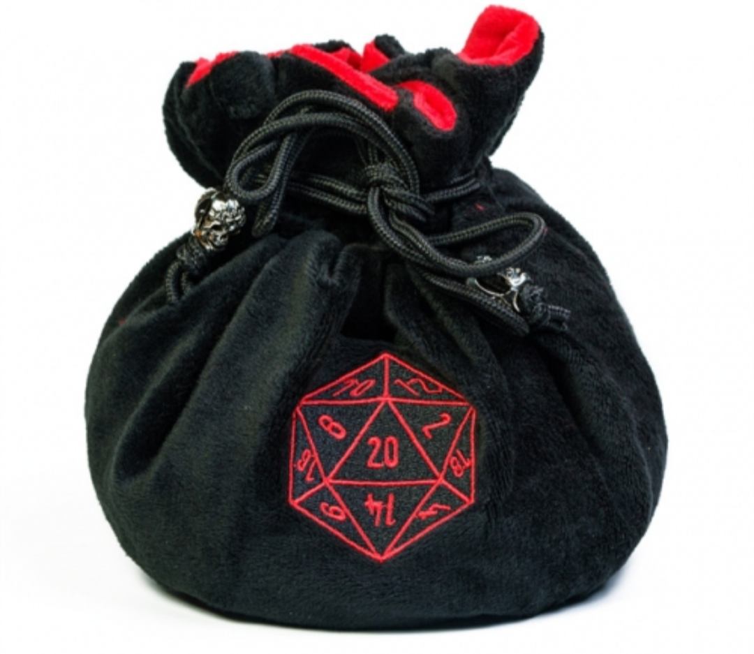 Black with red D20 Dice Bag