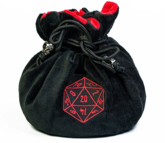 Black with red D20 Dice Bag
