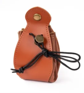 Drawstring Leather Dice Bag - Brown