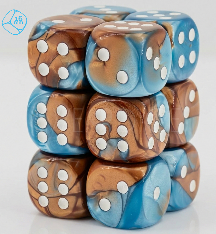 Set 12 6-zijdig 16mm 2-way Copper-Blue w/white