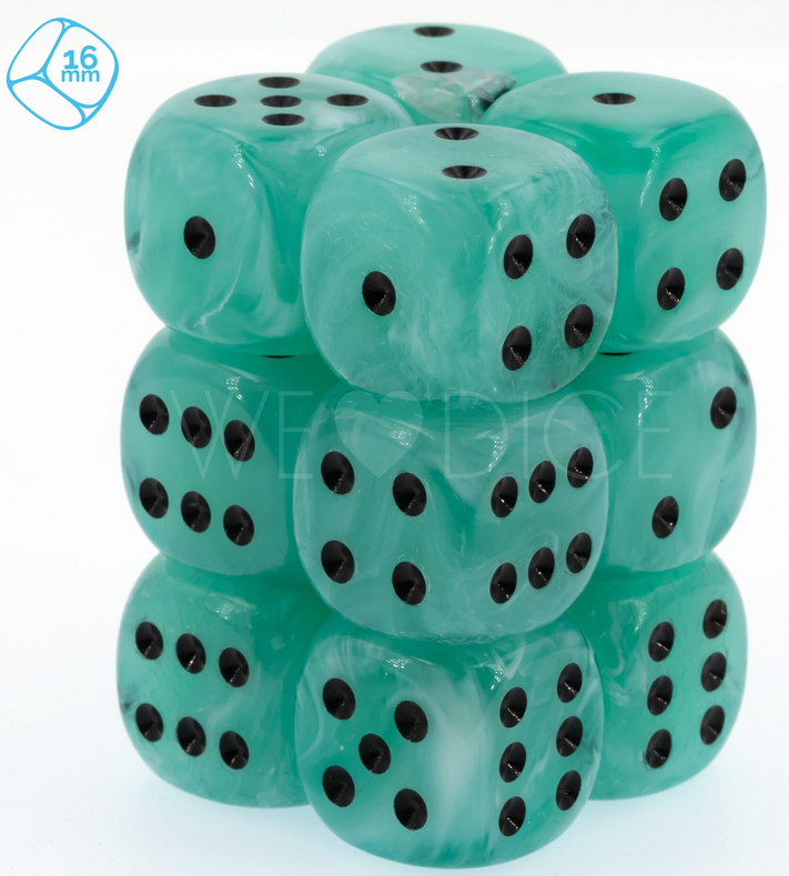 Set 12 6-zijdig 16mm Maro Jade w/black