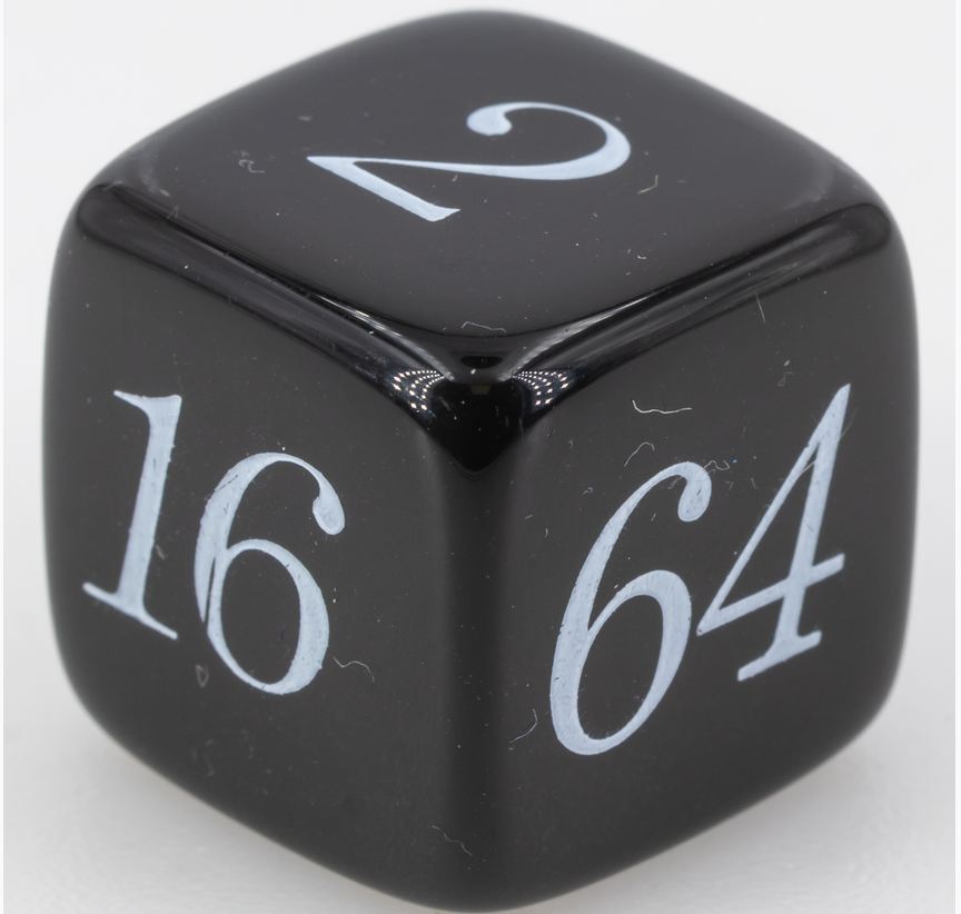6-sided doubling cube 20 mm, black