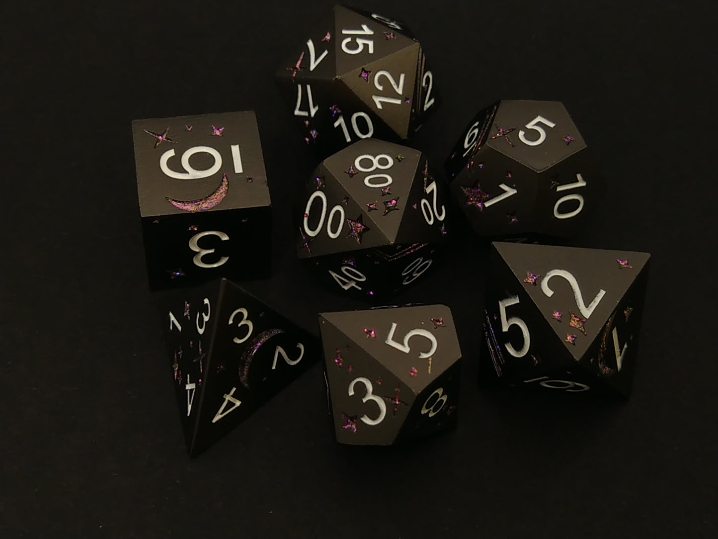 Temporal, metal polydice set