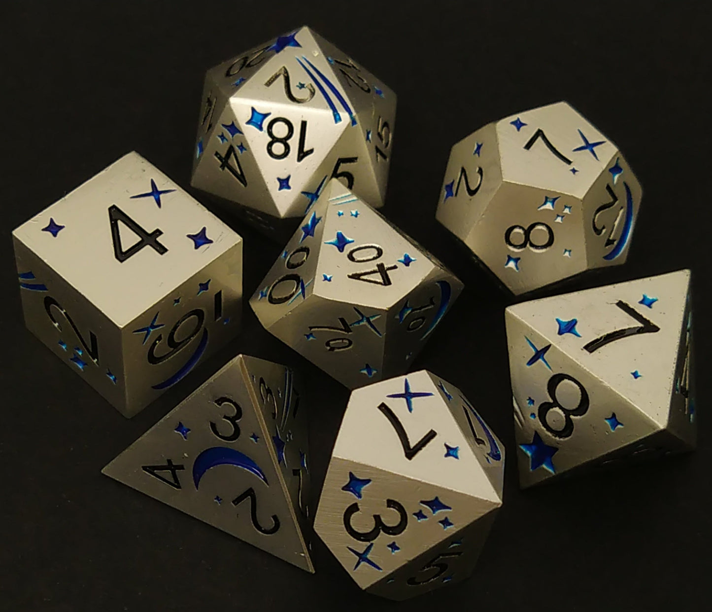 Temporal, metal polydice set