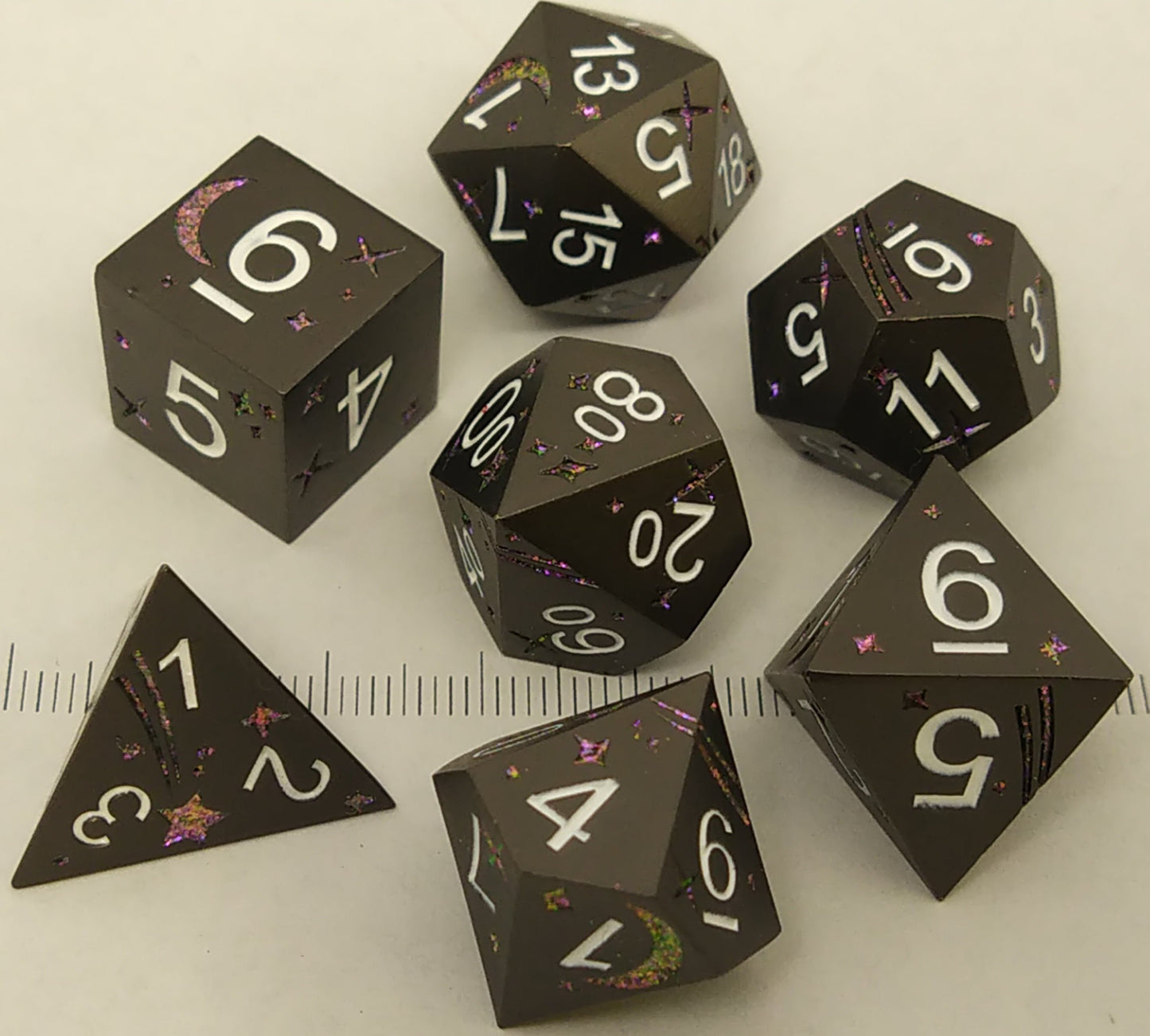 Temporal, metal polydice set