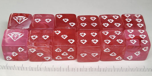 set 12st. 6-zijdig, 16mm red gems