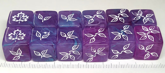 set 12st. 6-zijdig, 16mm purple leaf