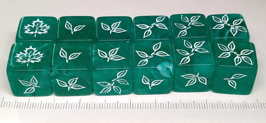 set 12st. 6-zijdig, 16mm green leaf
