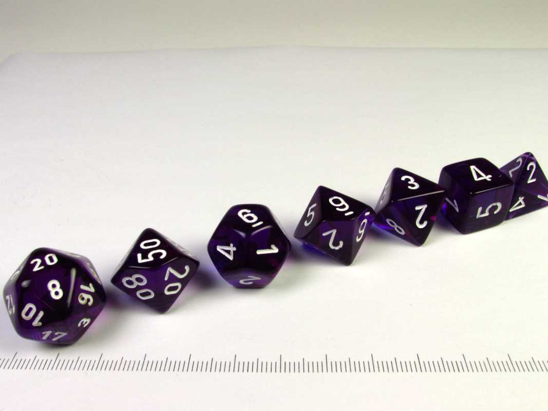 Chessex Translucent Purple w/white polydice set