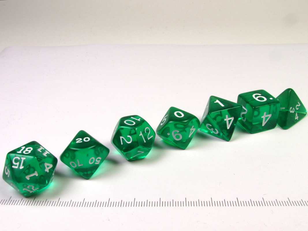Koplow polydice set, transparant groen