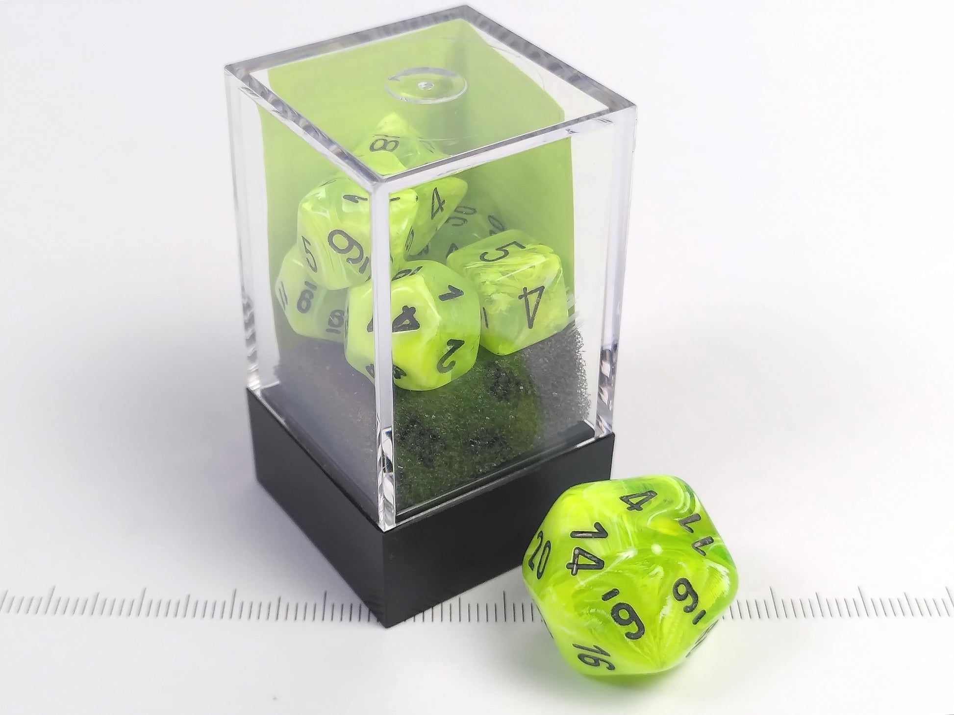 Mini polydice set - Vortex Bright Green w/black