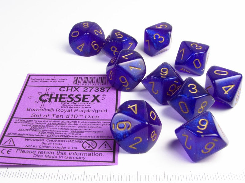 Set 10 10-zijdig, Borealis Luminary Royal Purple w/gold