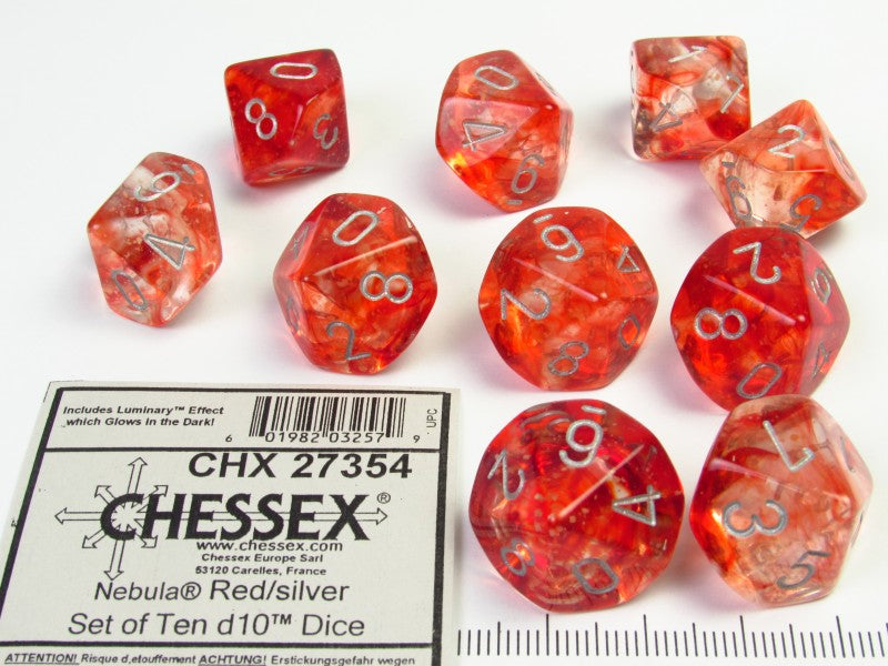 Set 10 10-zijdig, Nebula Red w/silver
