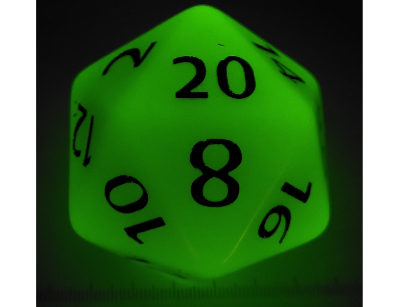 55 mm 20-zijdig, glow in the dark wit 