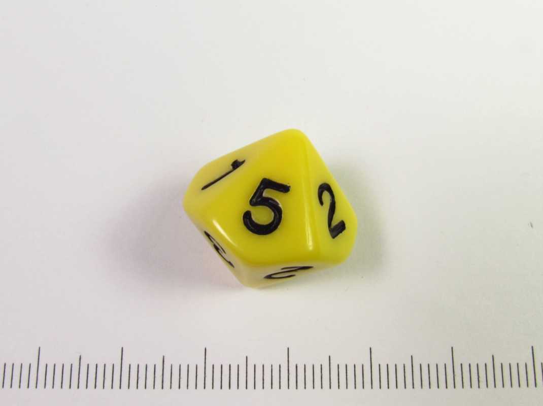 10-zijdige d5 (tweemaal 1-5), geel