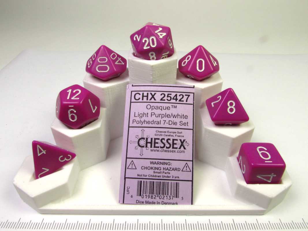 Chessex polydice set, Opaque Light purple w/white