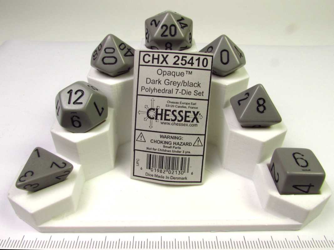 Chessex polydice set, Opaque grey w/black