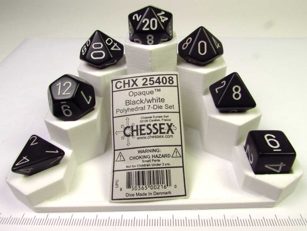 Chessex polydice set, Opaque Black w/white