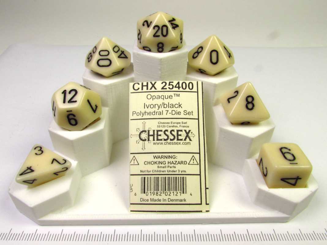 Chessex polydice set, Opaque Ivory w/black