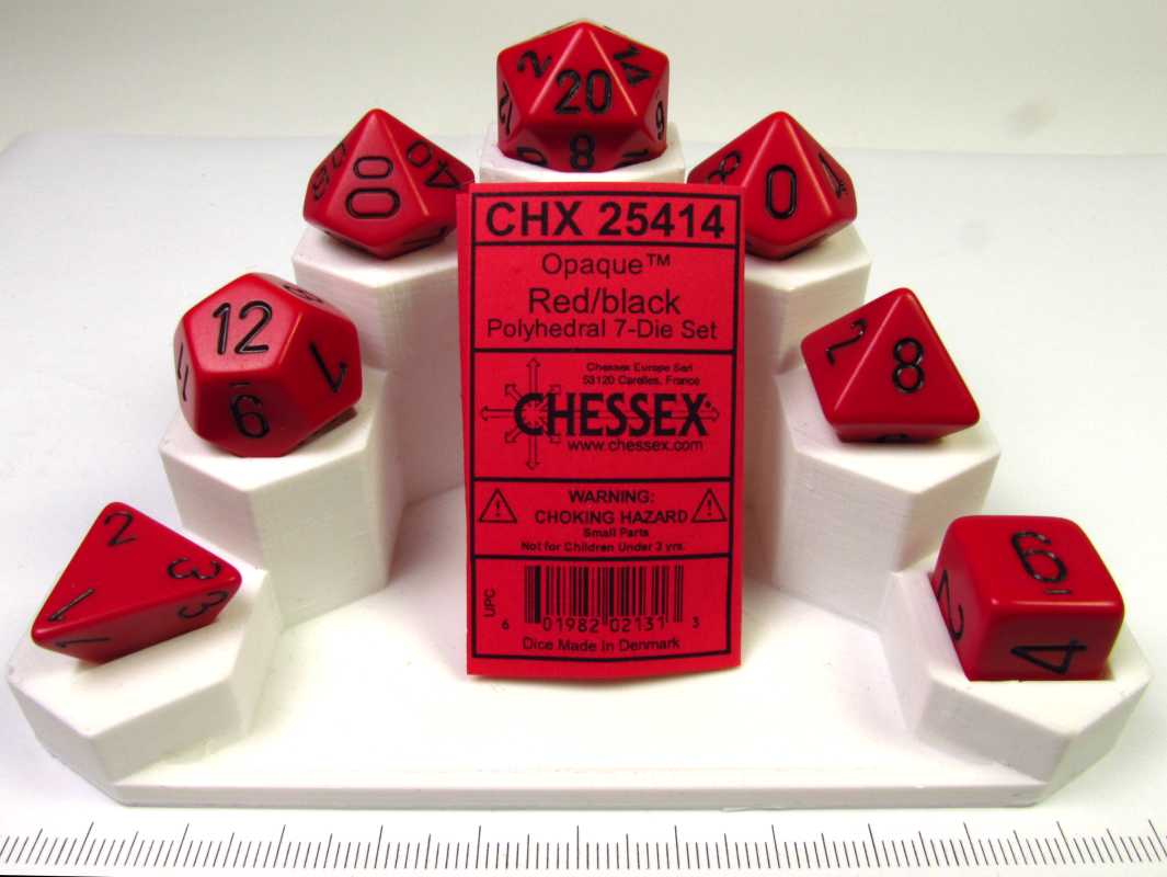 Chessex polydice set, Opaque Red w/black